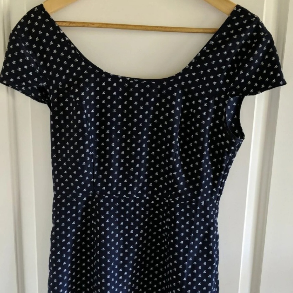 Bow patterned dark blue dress